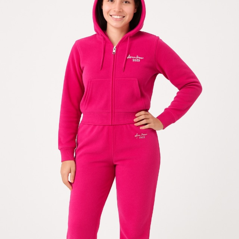 Juicy Couture Vixen Pink Thick Velour Tracksuit Set Zip Hoodie & Joggers NWT M
